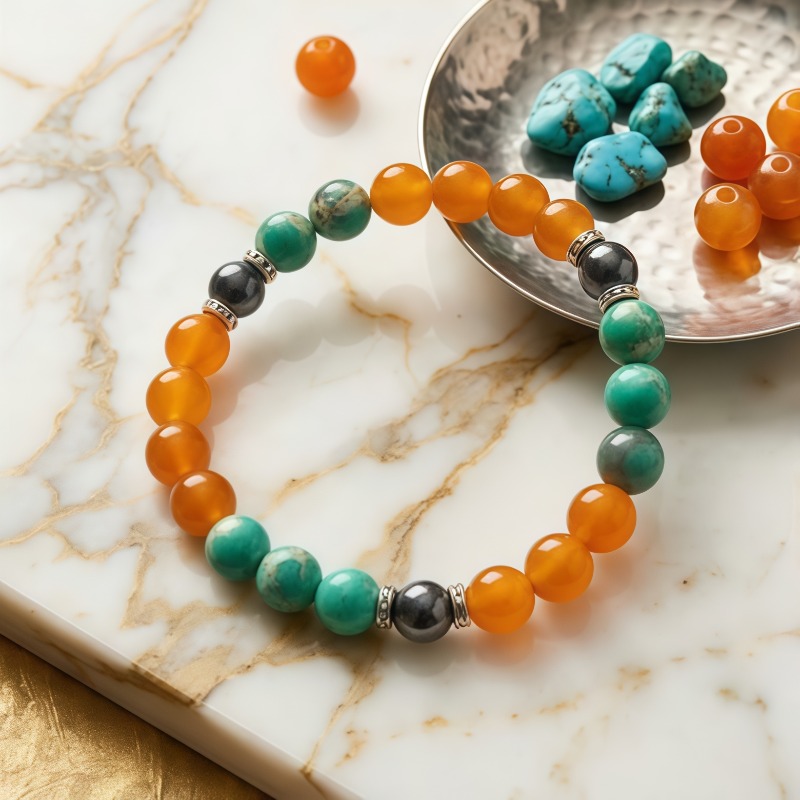 Retro Bohemian Turquoise Chalcedony Bracelet, Unisex